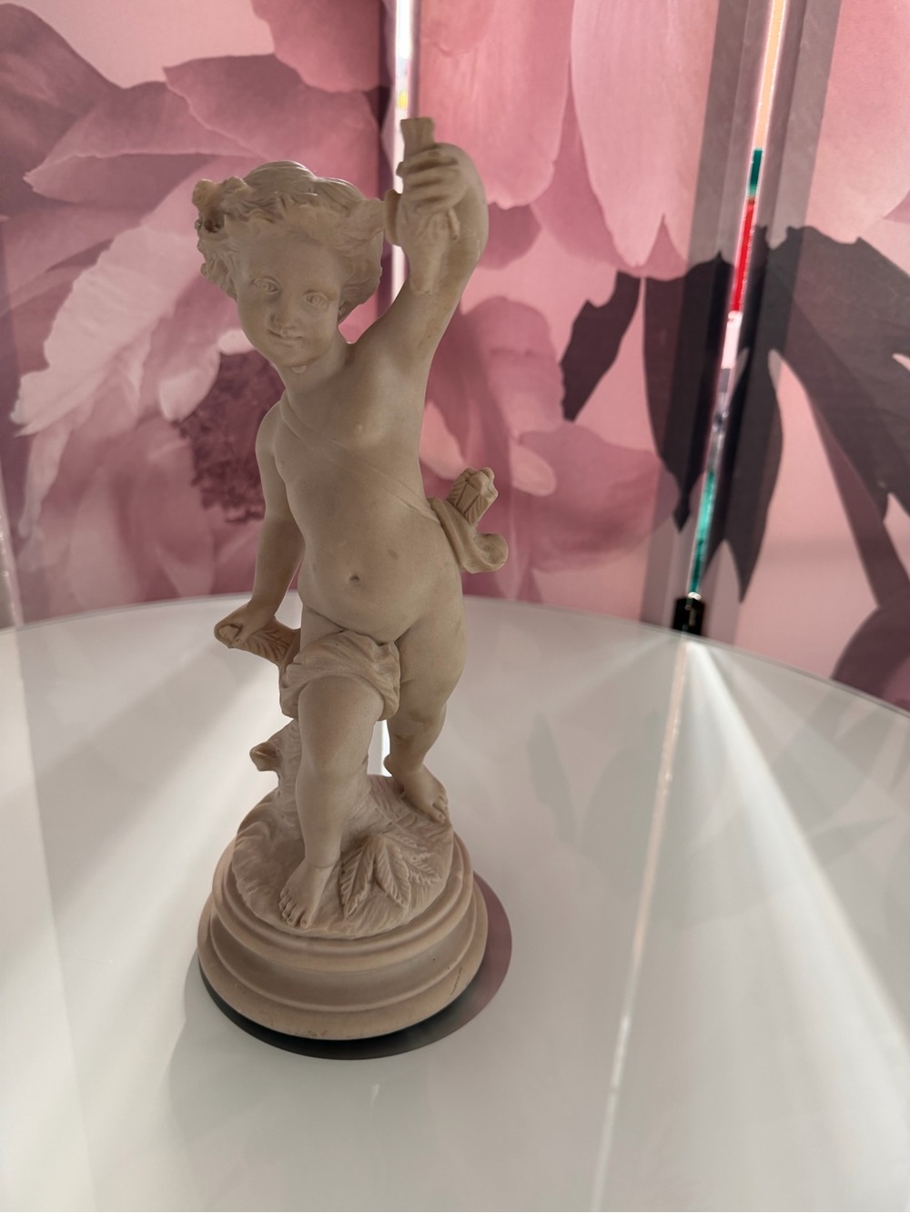 Antique Parian Porcelain Bisque Sculpture Centrepiece Cherub